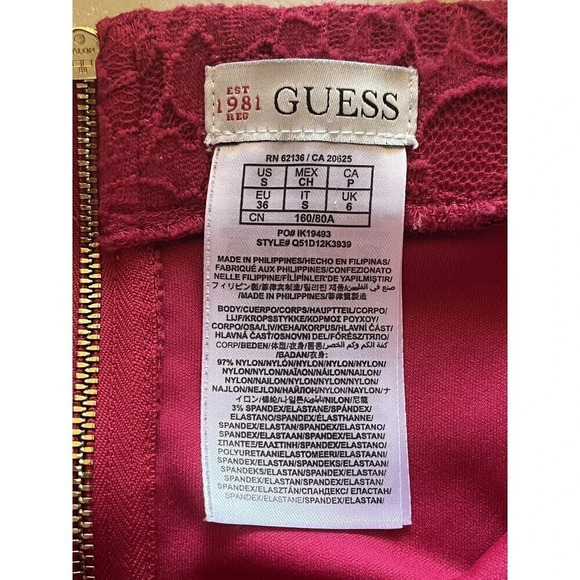 Guess Pink Lace Overlay Pencil Mini Skirt Size S Barbie Retro Vintage Y2k Barbie - Picture 6 of 9